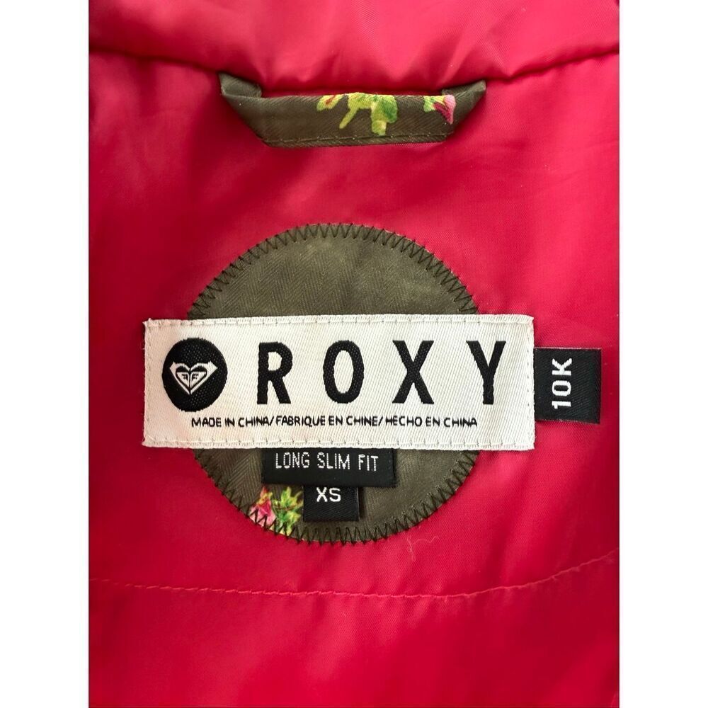 Roxy Green Rose Ski Snowboard Jacket XS Long Slim Coat - Picture 5 of 8